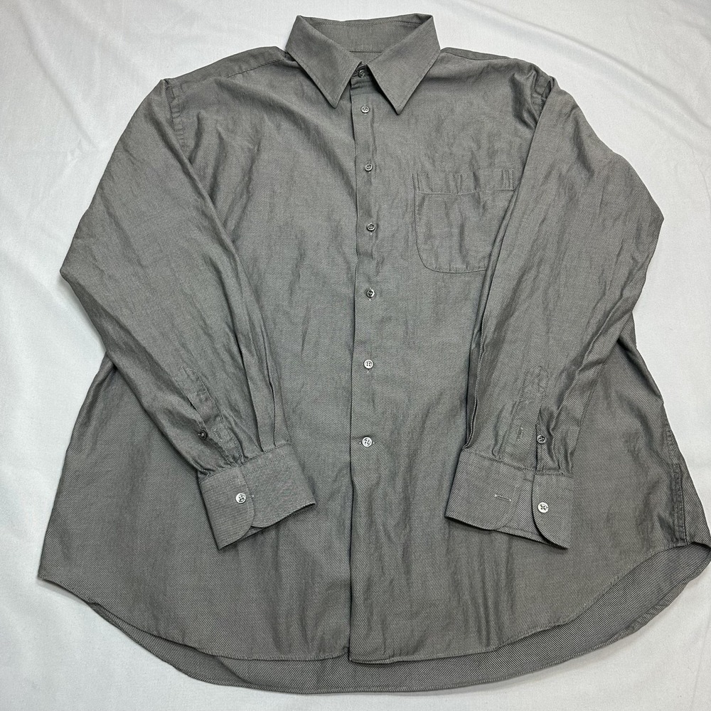 Armani Collezioni Shirt Mens 17 43 Gray Stripe Made Italy Dress Office Business